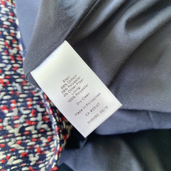 Talbots Petite Sz 2P Pencil Skirt Lined Red Navy Blue Knit Straight Career Work - Picture 6 of 12